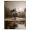 Designart - Alone Tree on Island in Sepia - Extra Large Wall Art Landscape